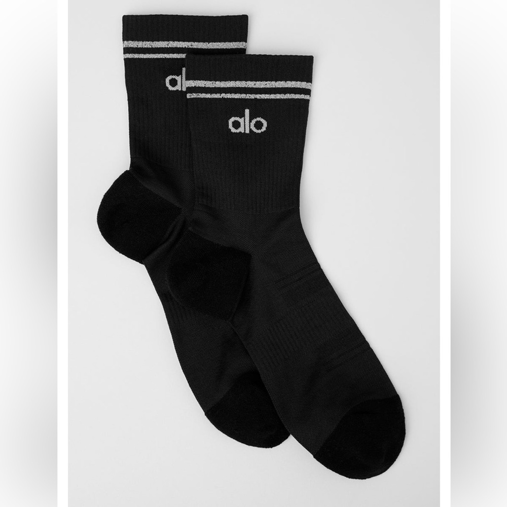 Alo Yoga Unisex Half-Crew Performance Socks – Black (L) NWT - Picture 1 of 4